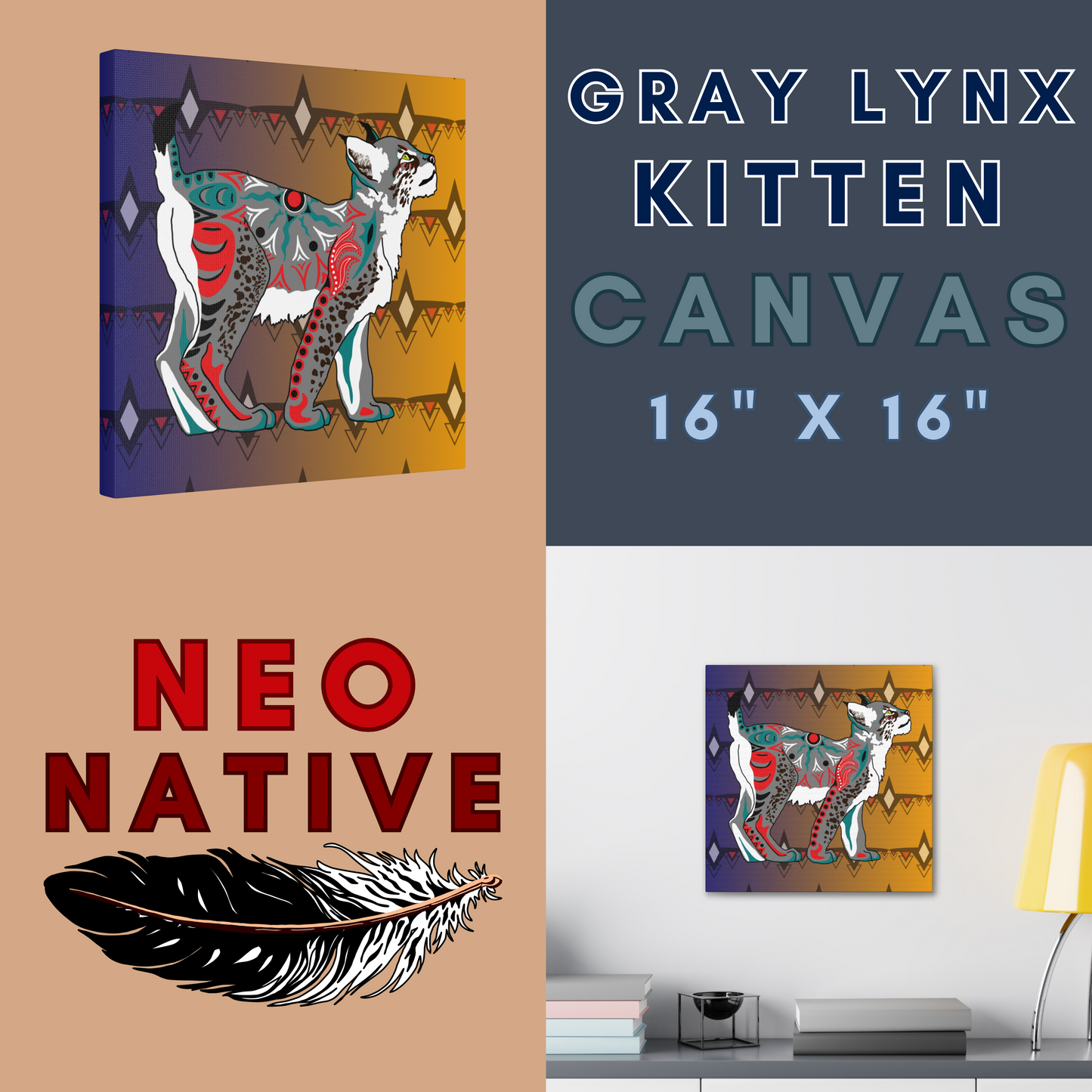 Gray Lynx Kitten Canvas