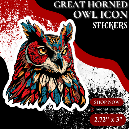 Great Horned Owl Icon Sticker