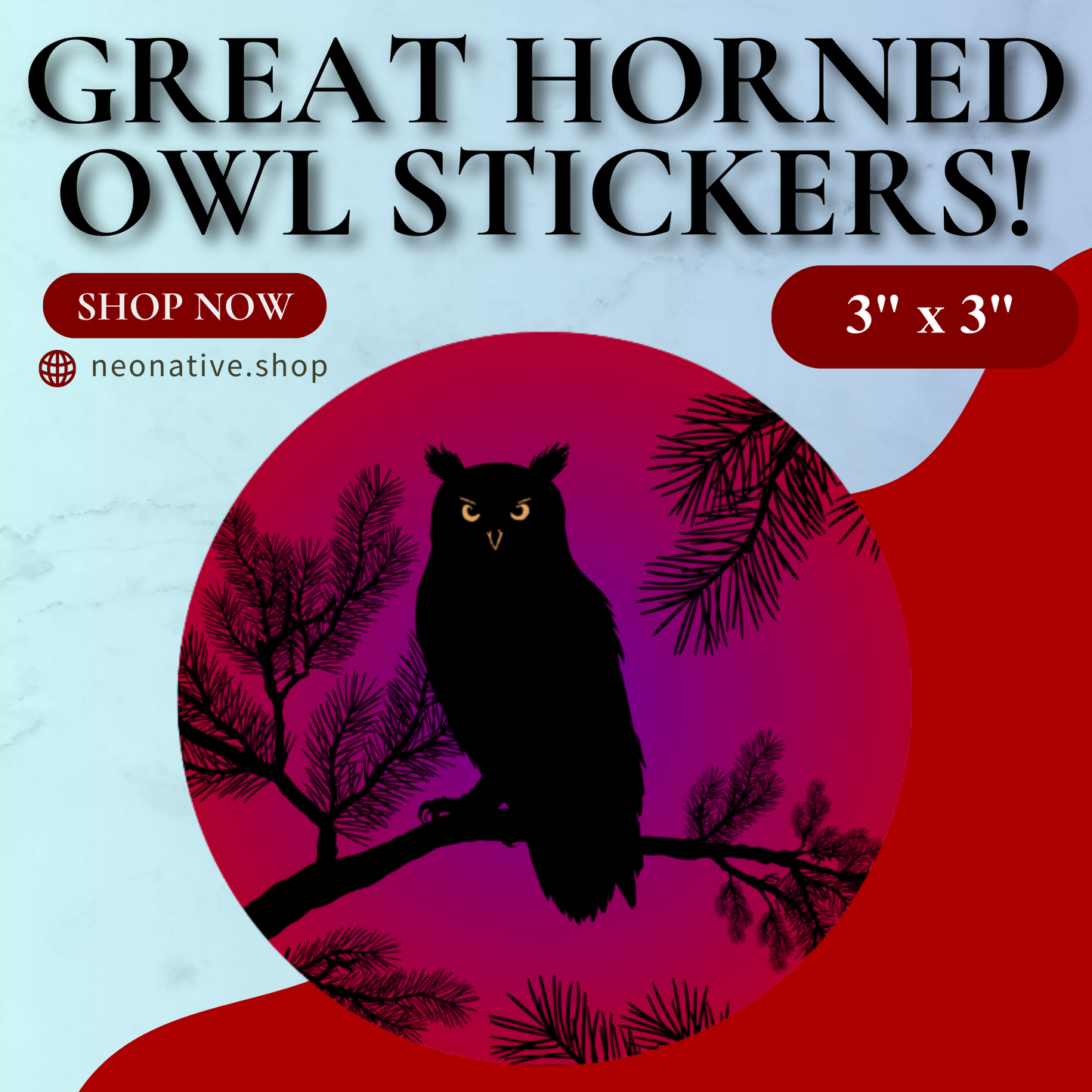 Great Horned Owl Silhouette Sticker