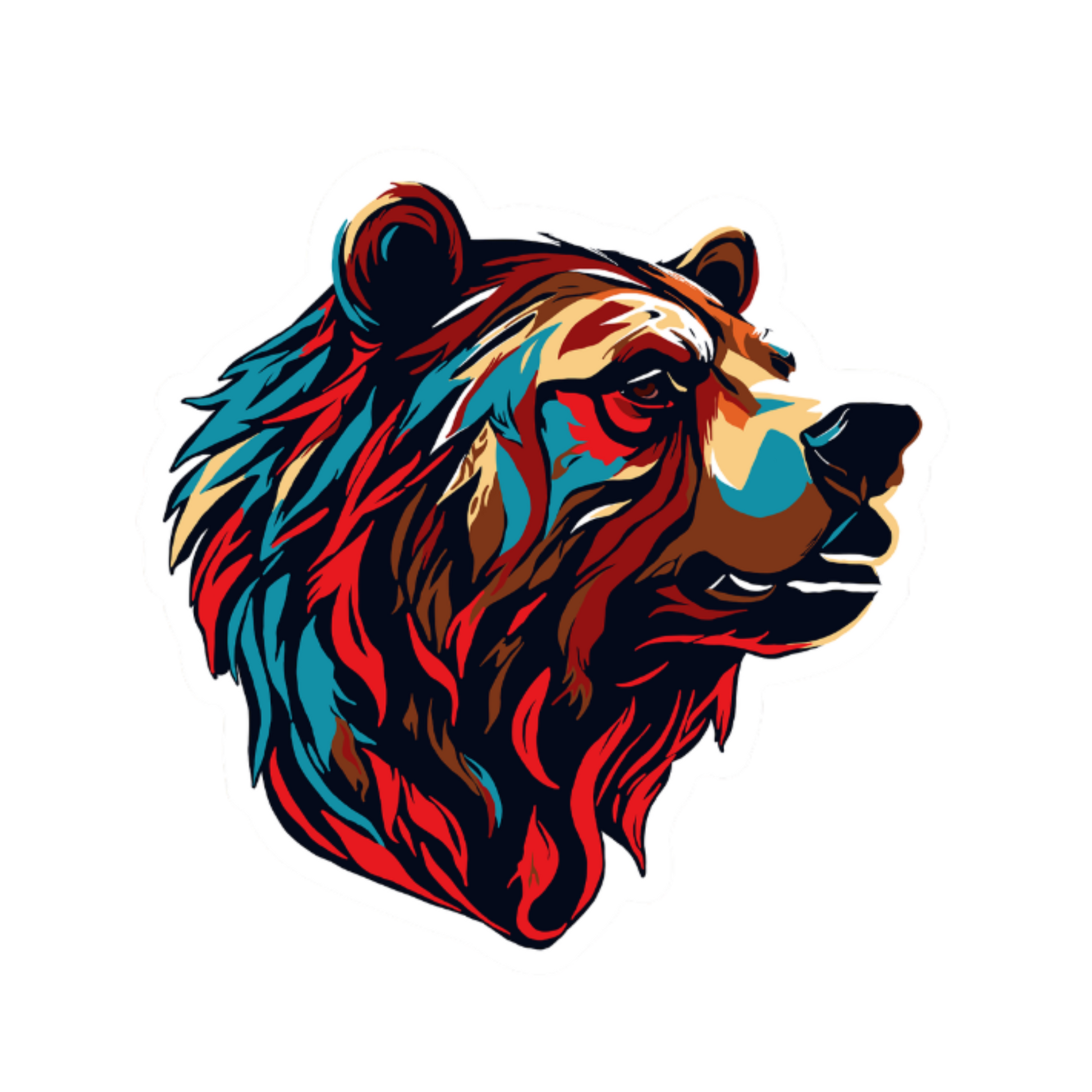 Hand-drawn grizzly icon sticker — original wildlife art by Kayanna Healy at Neo Native