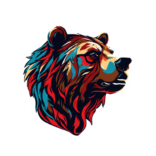 Hand-drawn grizzly icon sticker — original wildlife art by Kayanna Healy at Neo Native