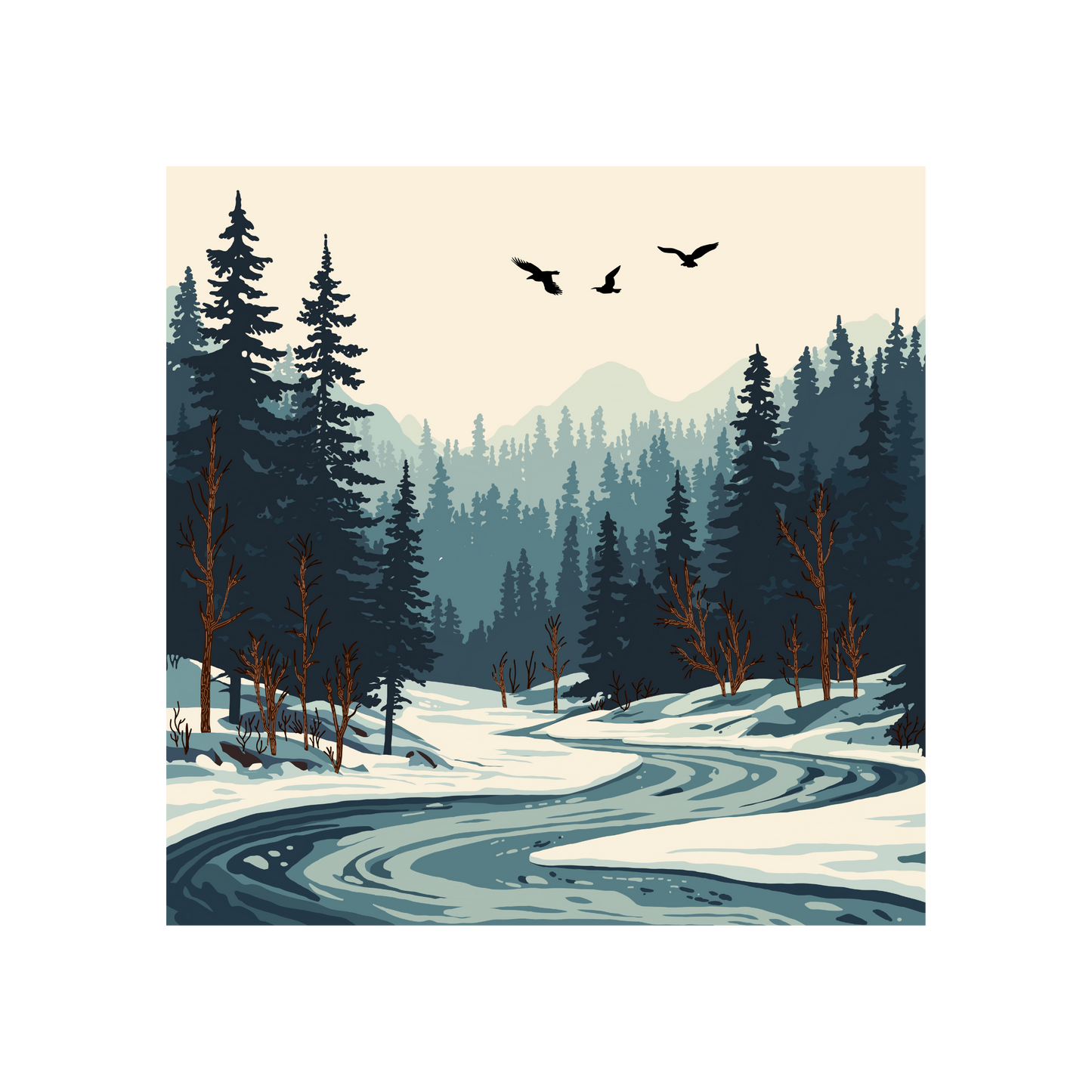 Hand-drawn ice-olate river sticker — original wildlife art by Kayanna Healy at Neo Native