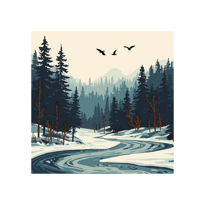 Hand-drawn ice-olate river sticker — original wildlife art by Kayanna Healy at Neo Native