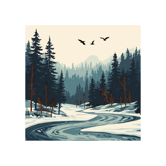 Hand-drawn ice-olate river sticker — original wildlife art by Kayanna Healy at Neo Native