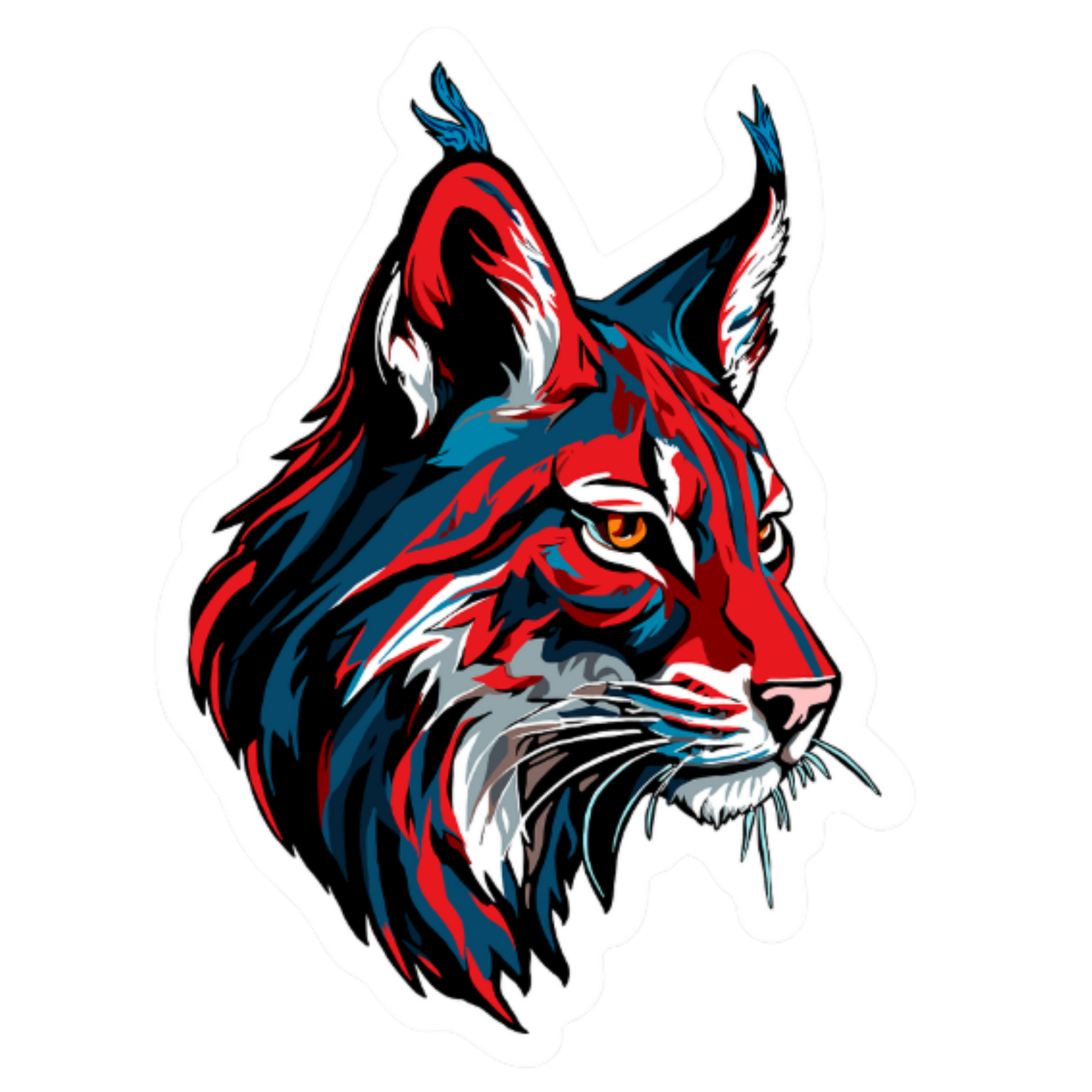 Hand-drawn lynx icon sticker — original wildlife art by Kayanna Healy at Neo Native