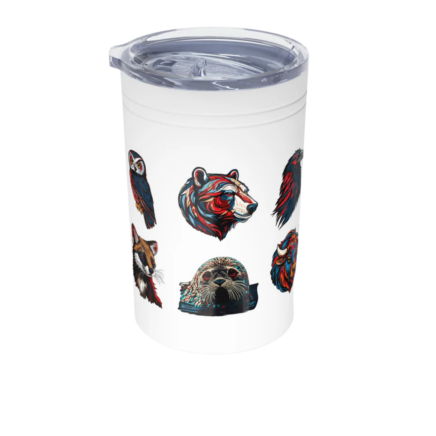 Hand-drawn Alaska Native inspired northern icons tumbler — original Indigenous wildlife design