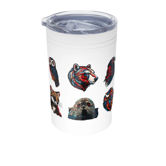 Hand-drawn Alaska Native inspired northern icons tumbler — original Indigenous wildlife design