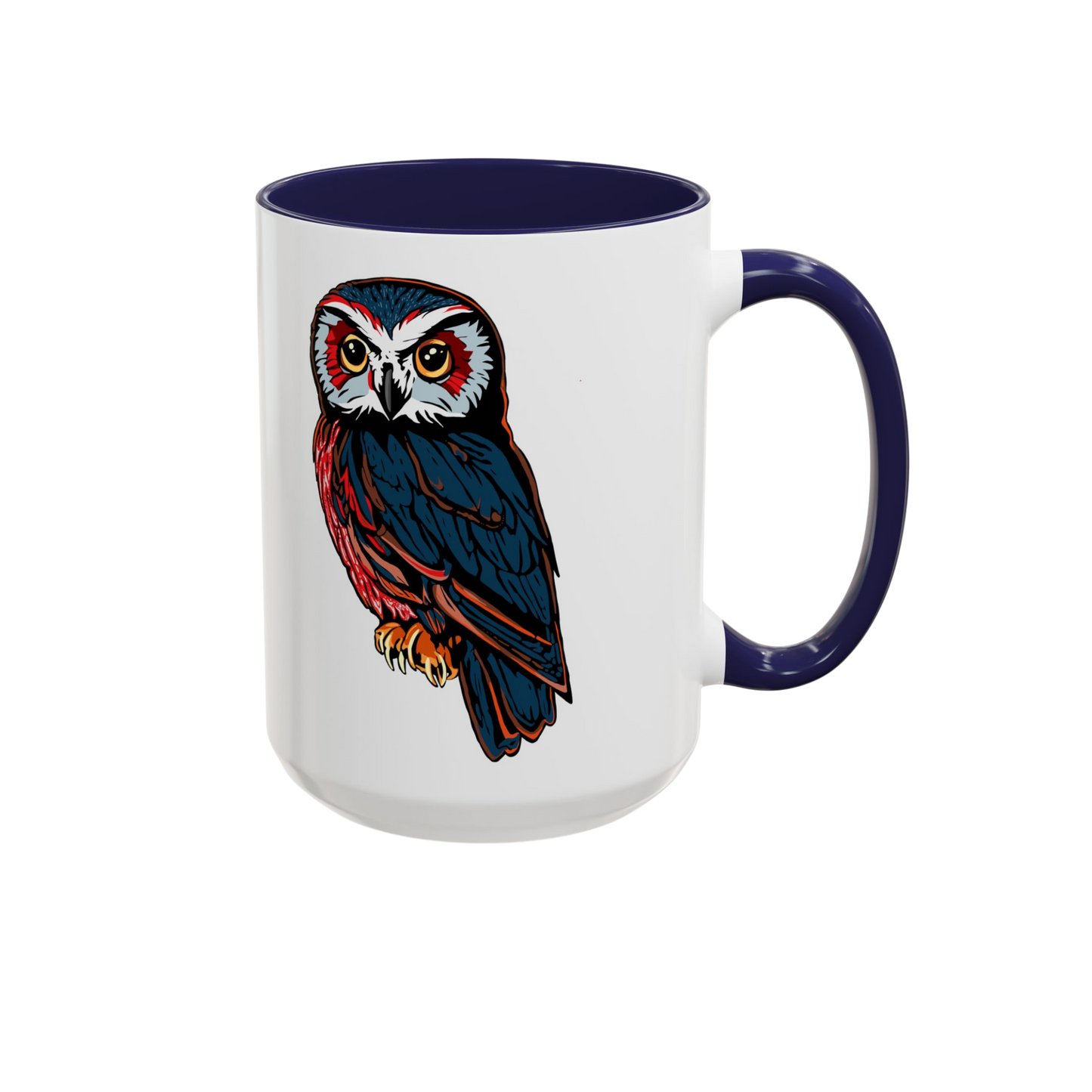Hand-drawn Alaska Native inspired saw-whet owl mug — original Indigenous wildlife design