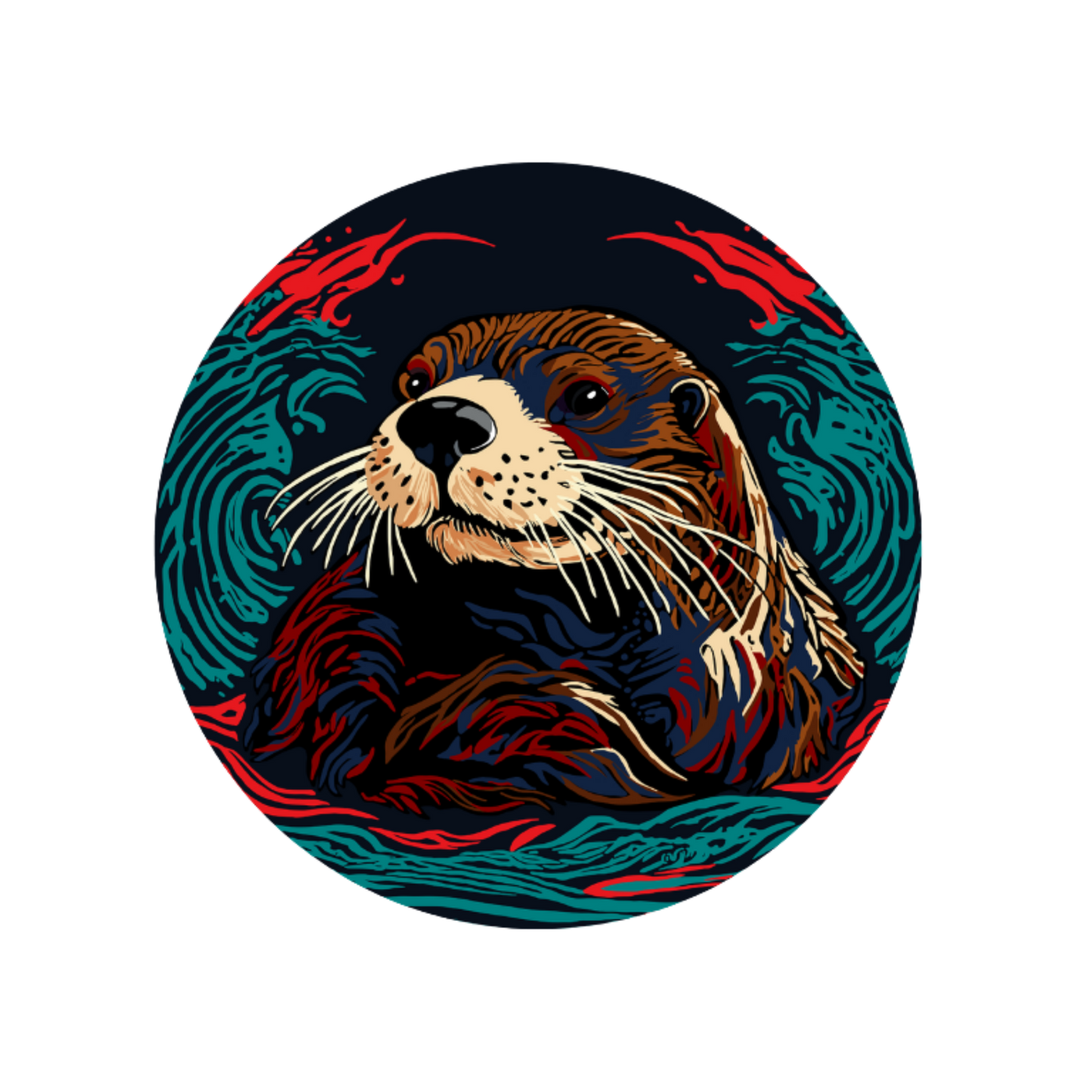 Hand-drawn sea otter icon sticker — original wildlife art by Kayanna Healy at Neo Native