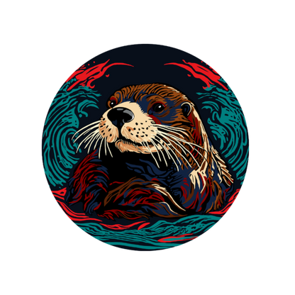 Hand-drawn sea otter icon sticker — original wildlife art by Kayanna Healy at Neo Native