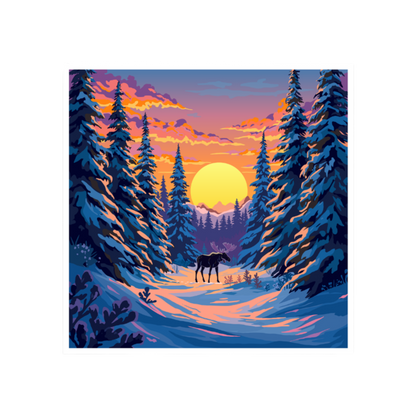 Hand-drawn spruce moose sticker — original wildlife art by Kayanna Healy at Neo Native