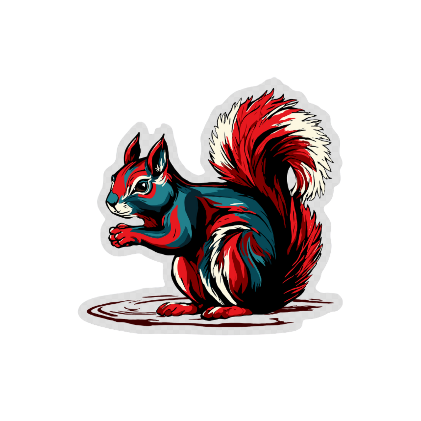 Hand-drawn squirrel icon sticker — original wildlife art by Kayanna Healy at Neo Native