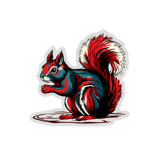 Hand-drawn squirrel icon sticker — original wildlife art by Kayanna Healy at Neo Native