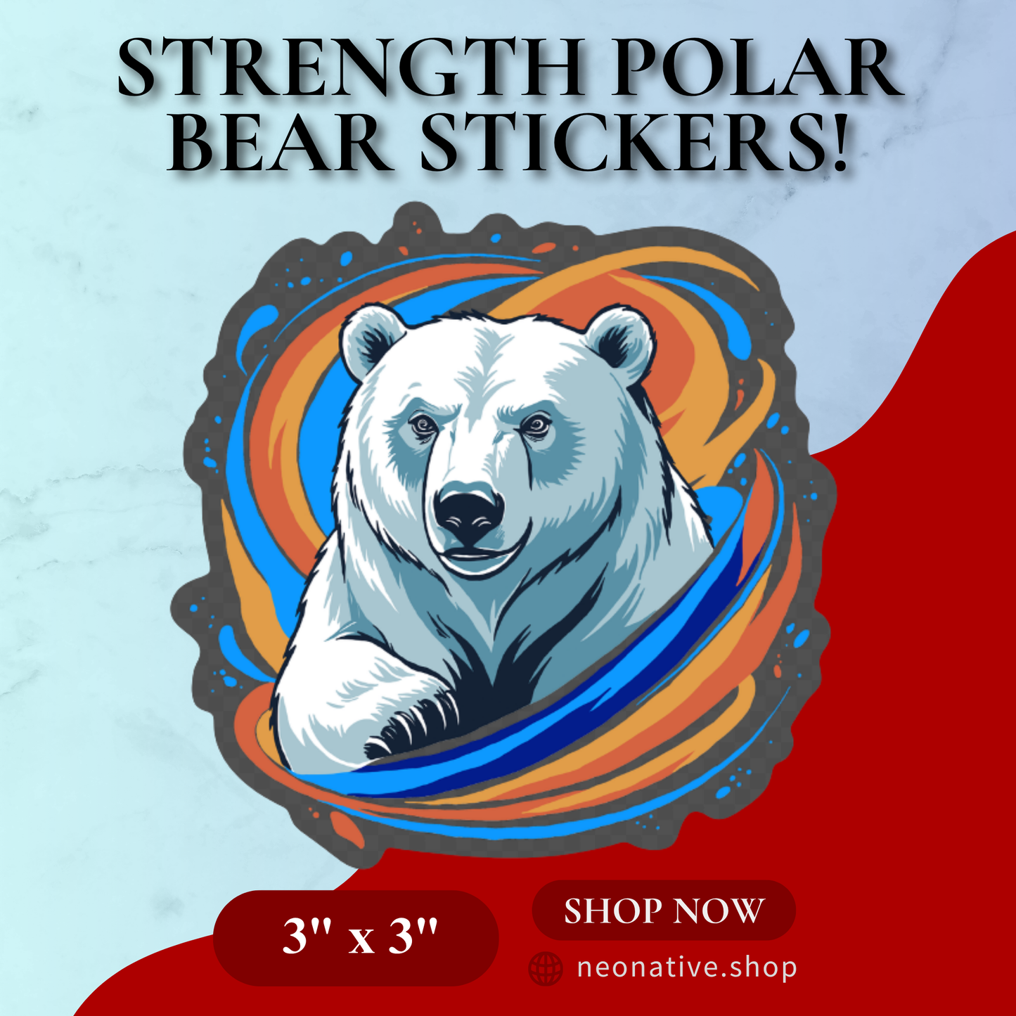 Strength Polar Bear Sticker