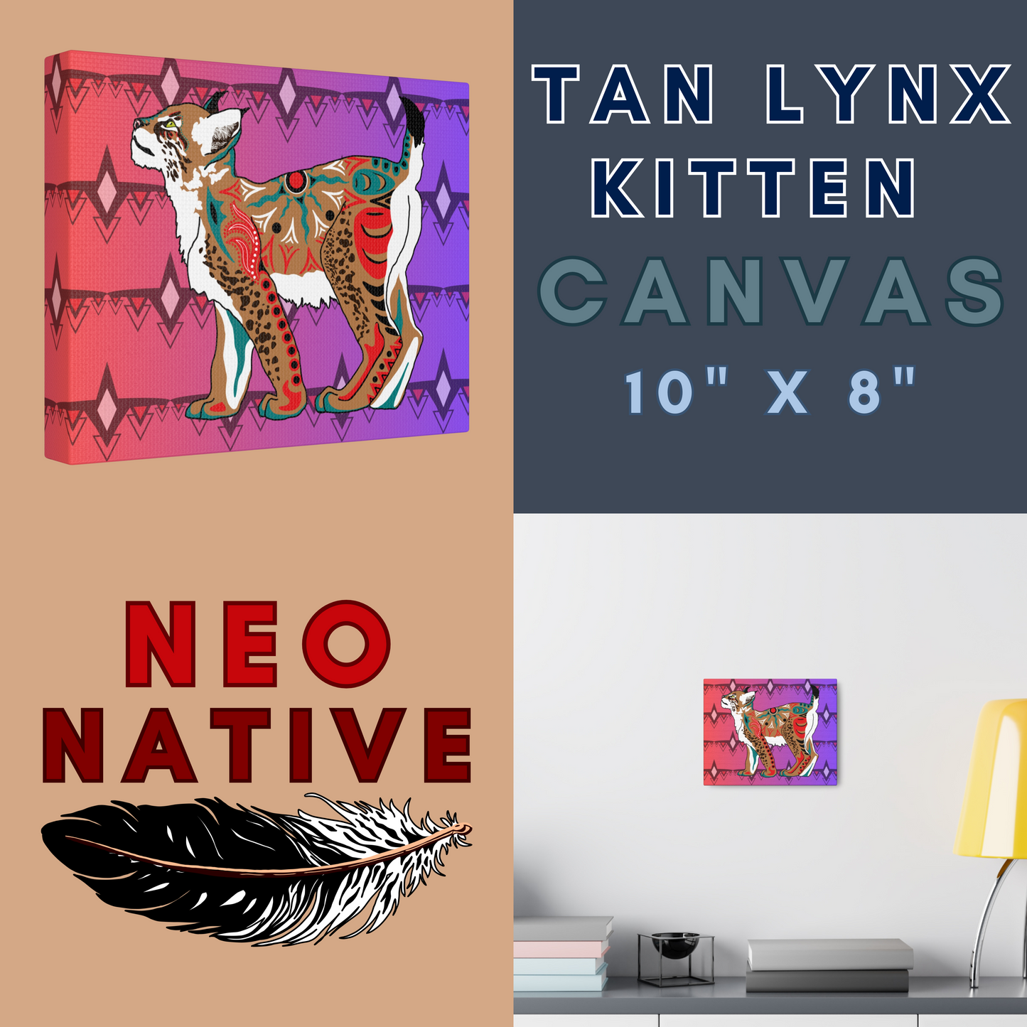 Tan Lynx Kitten Canvas
