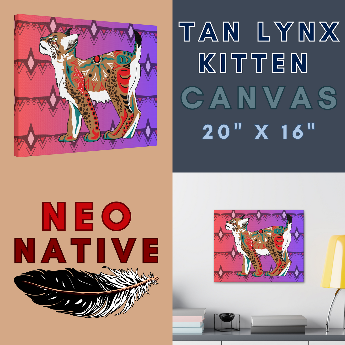 Tan Lynx Kitten Canvas