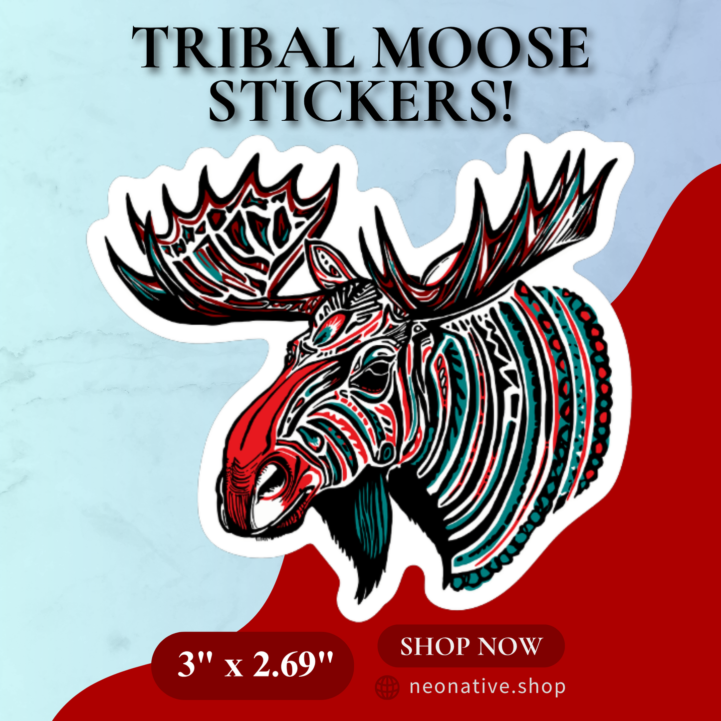 Tribal Moose Sticker