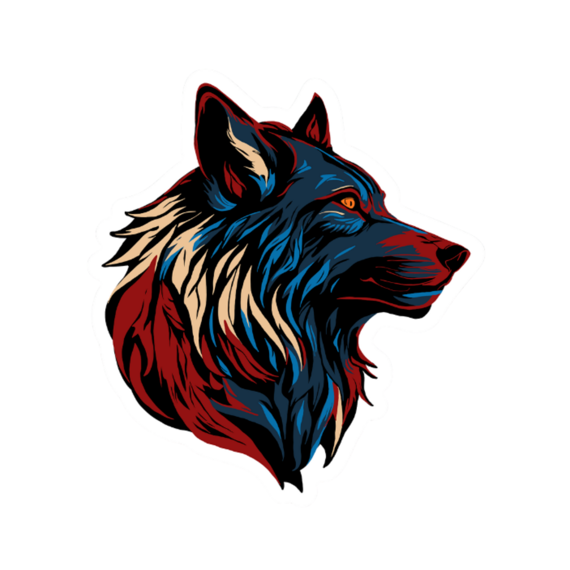 Hand-drawn wolf icon sticker — original wildlife art by Kayanna Healy at Neo Native