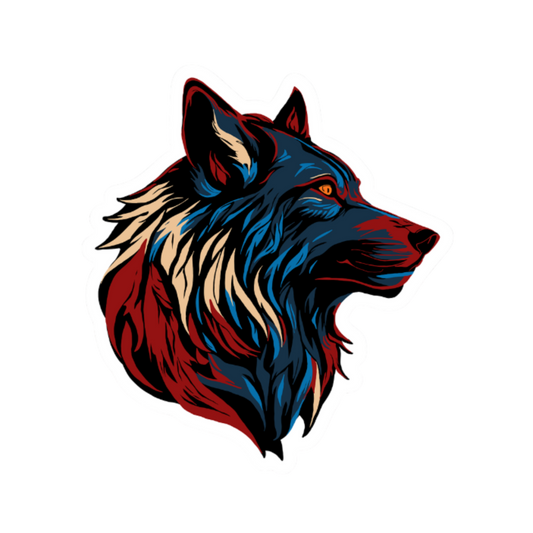 Hand-drawn wolf icon sticker — original wildlife art by Kayanna Healy at Neo Native