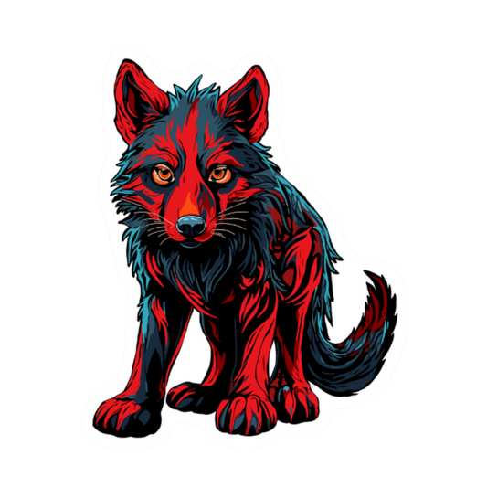 Hand-drawn Alaska Native inspired wolf pup vinyl sticker — original Indigenous wildlife design