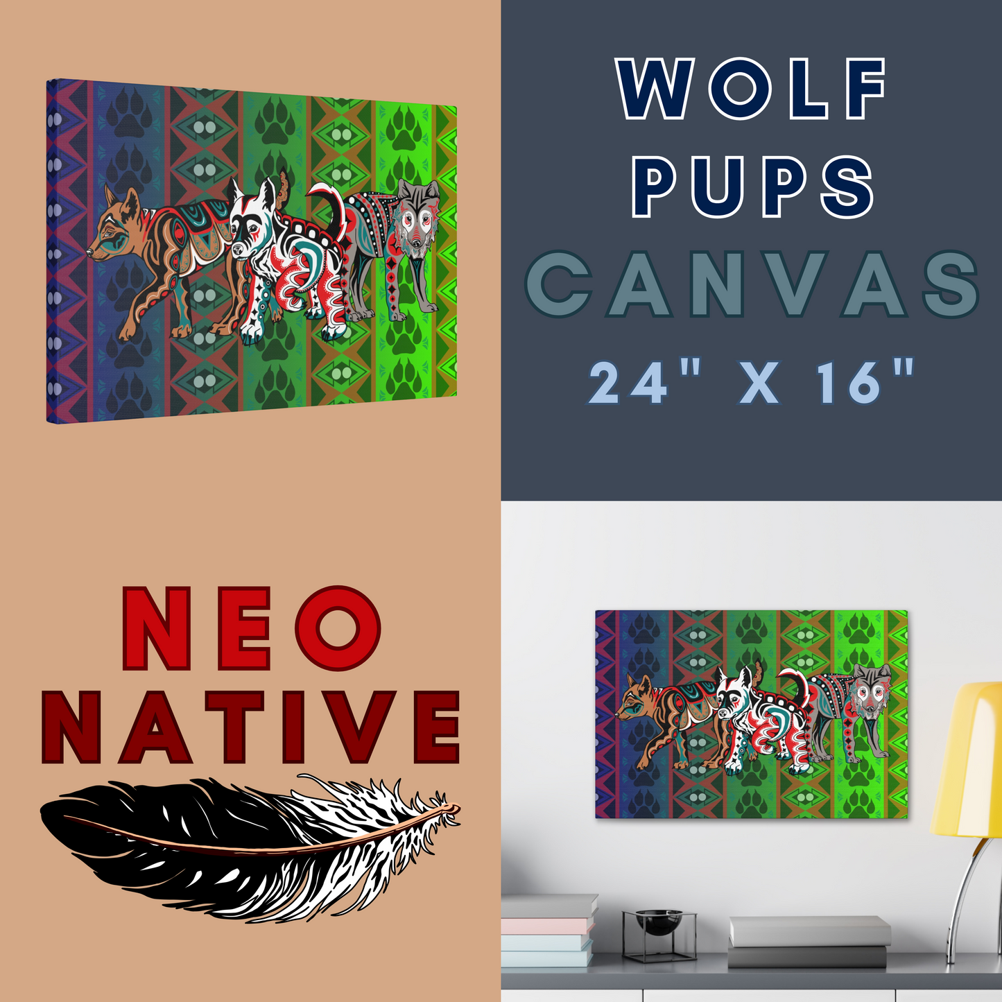 Wolf Pups Canvas