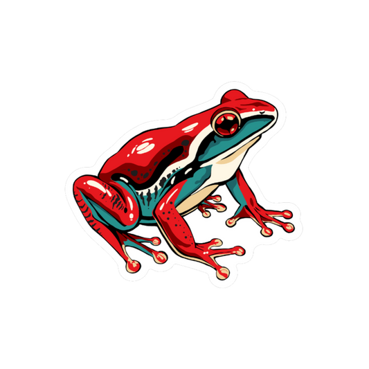Hand-drawn wood frog icon sticker — original wildlife art by Kayanna Healy at Neo Native