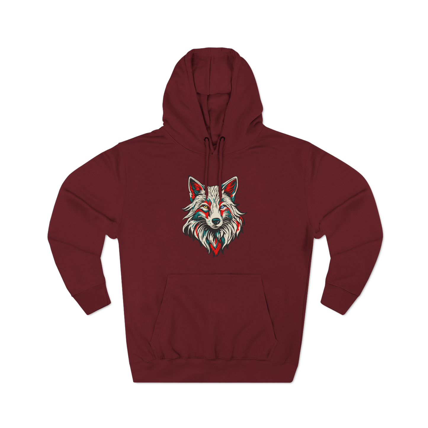 Hand-drawn Alaska Native inspired arctic fox hoodie — original Indigenous wildlife design