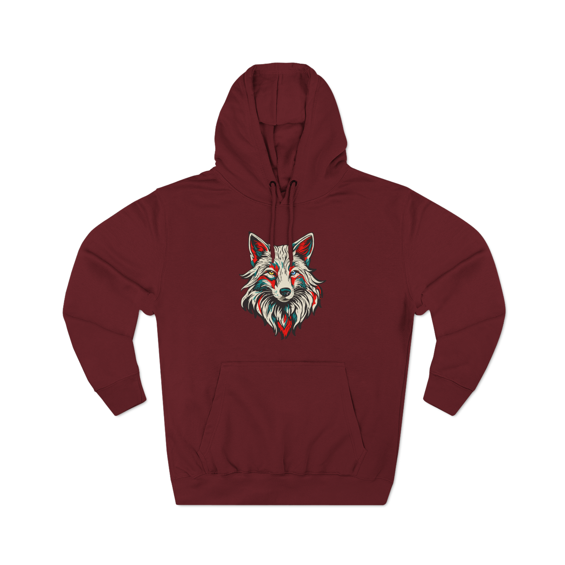 Hand-drawn Alaska Native inspired arctic fox hoodie — original Indigenous wildlife design