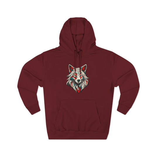 Hand-drawn Alaska Native inspired arctic fox hoodie — original Indigenous wildlife design
