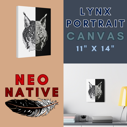 Lynx Black & White Portrait Canvas