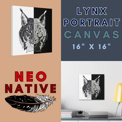 Lynx Black & White Portrait Canvas