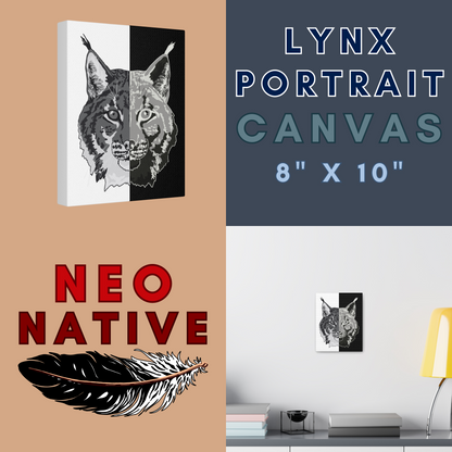 Lynx Black & White Portrait Canvas