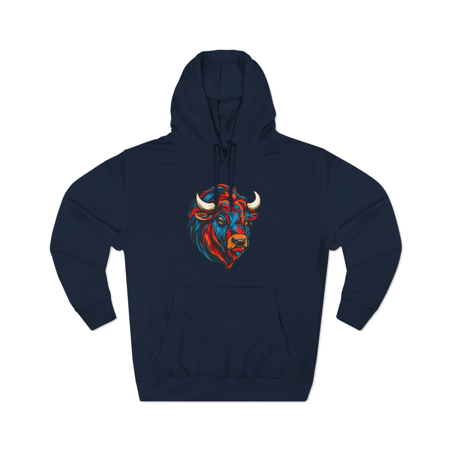 Hand-drawn Alaska Native inspired bison hoodie — original Indigenous wildlife design