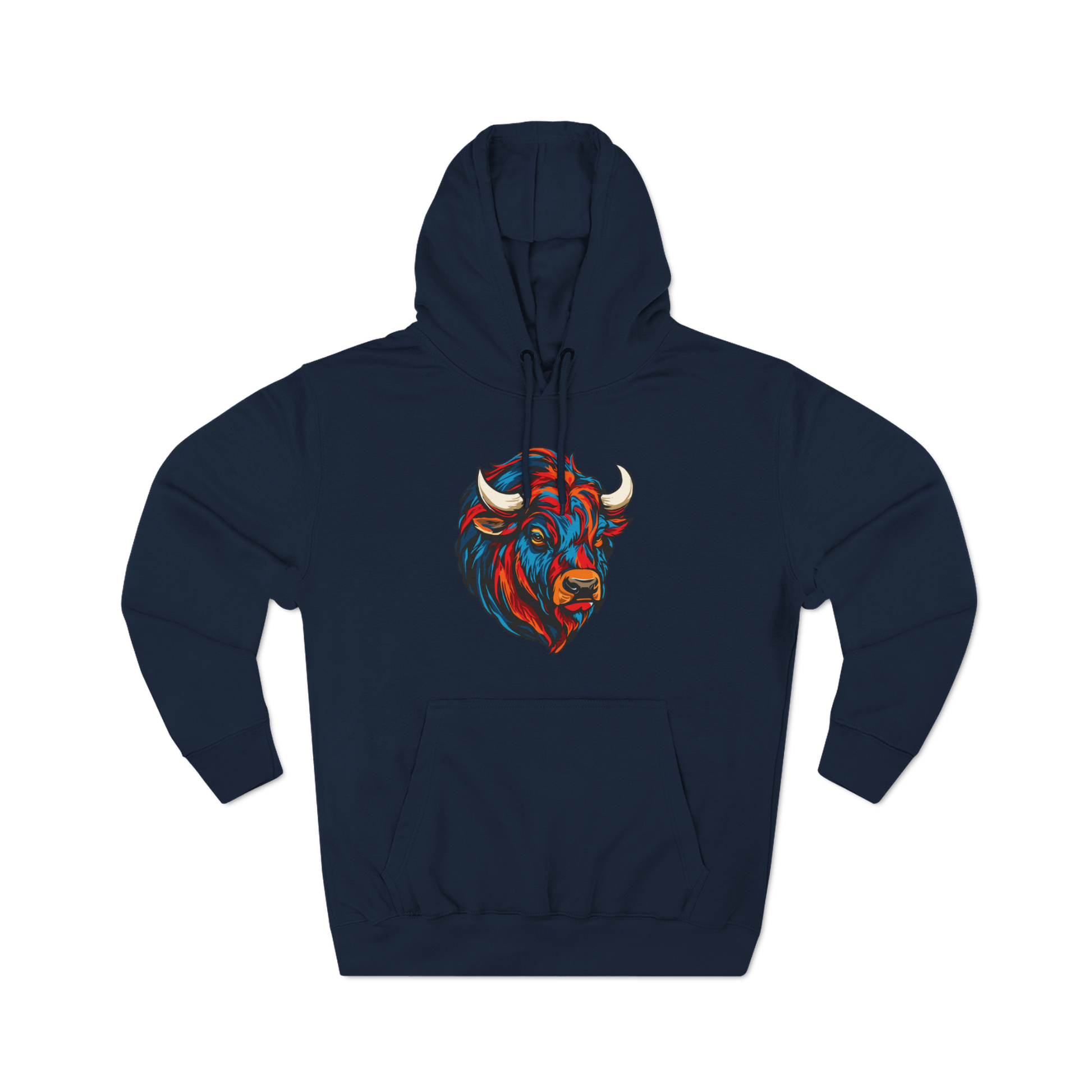 Hand-drawn Alaska Native inspired bison hoodie — original Indigenous wildlife design