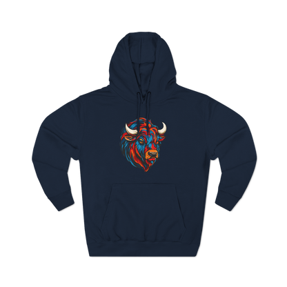 Hand-drawn Alaska Native inspired bison hoodie — original Indigenous wildlife design