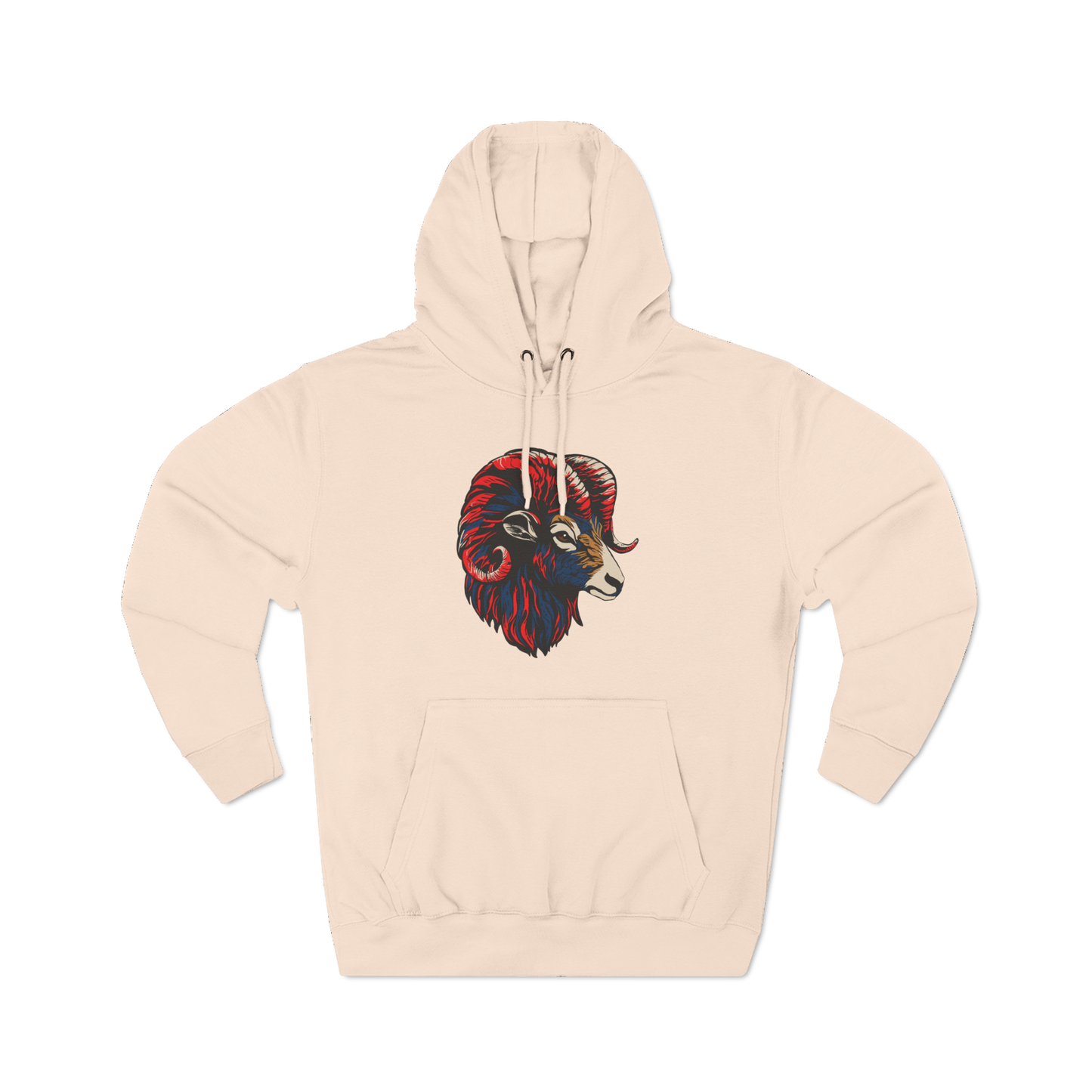 Hand-drawn Alaska Native inspired dall sheep hoodie — original Indigenous wildlife design