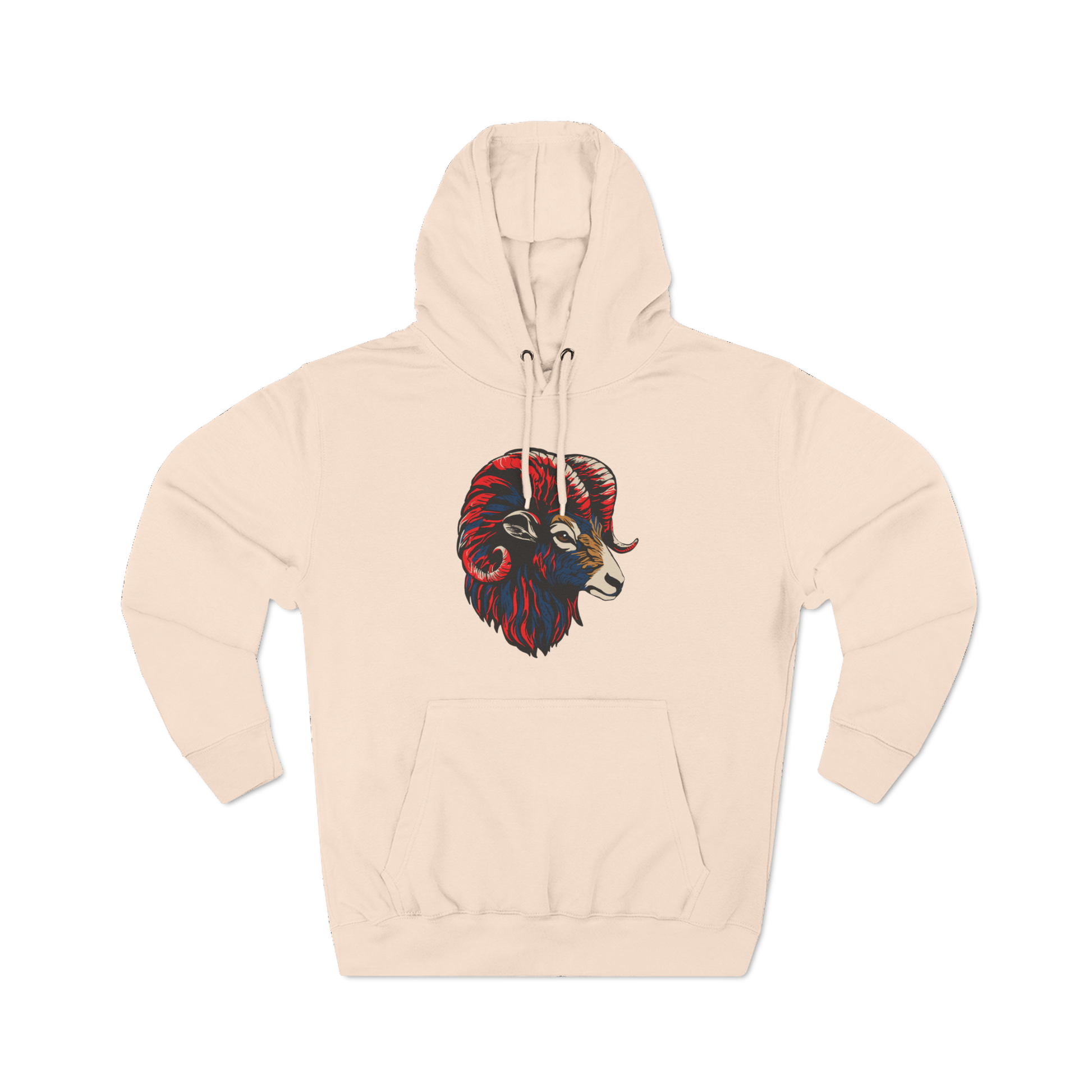 Hand-drawn Alaska Native inspired dall sheep hoodie — original Indigenous wildlife design