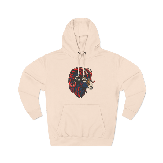 Hand-drawn Alaska Native inspired dall sheep hoodie — original Indigenous wildlife design