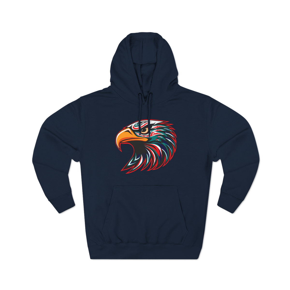 Hand-drawn Alaska Native inspired eagle hoodie — original Indigenous wildlife design