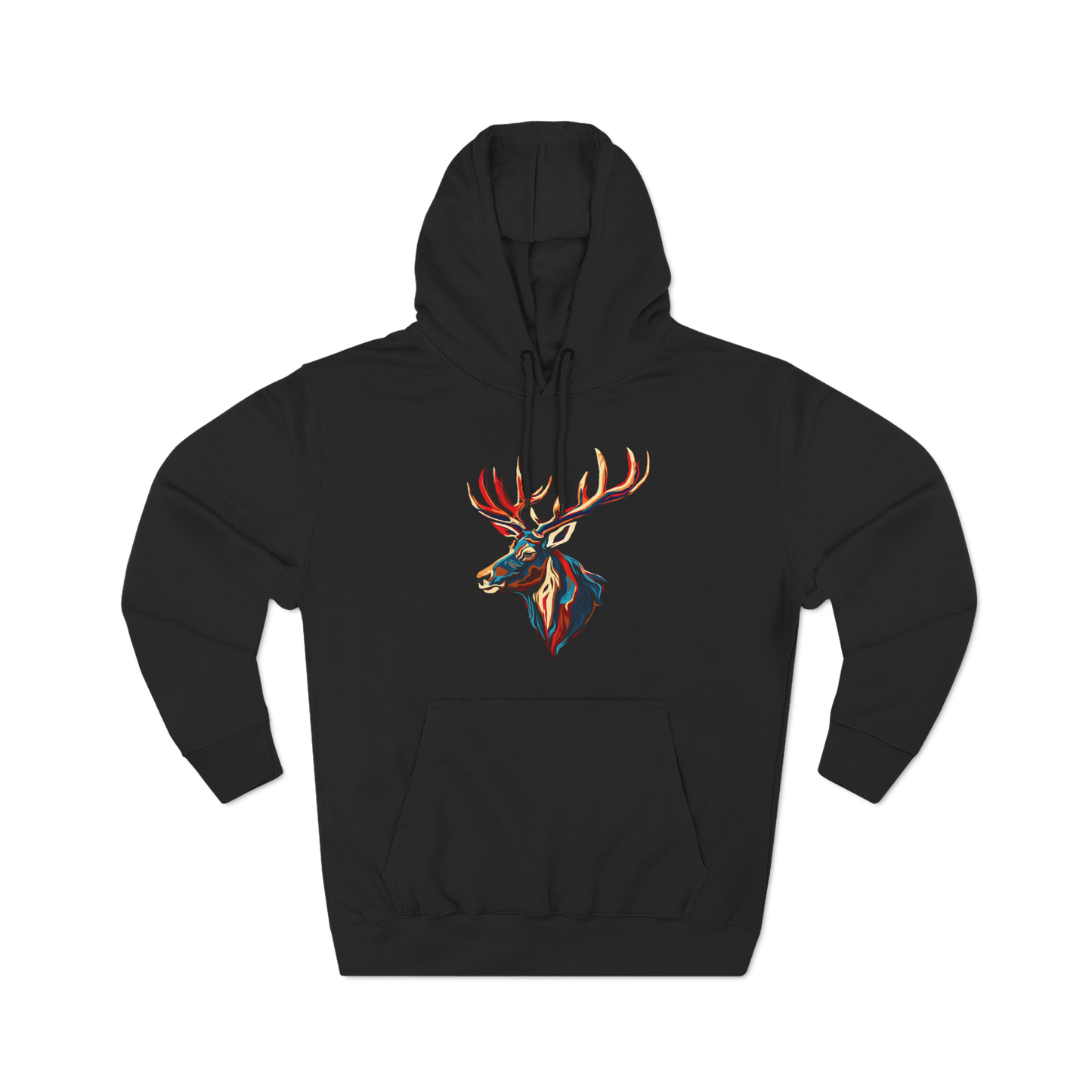 Hand-drawn Alaska Native inspired elk hoodie — original Indigenous wildlife design