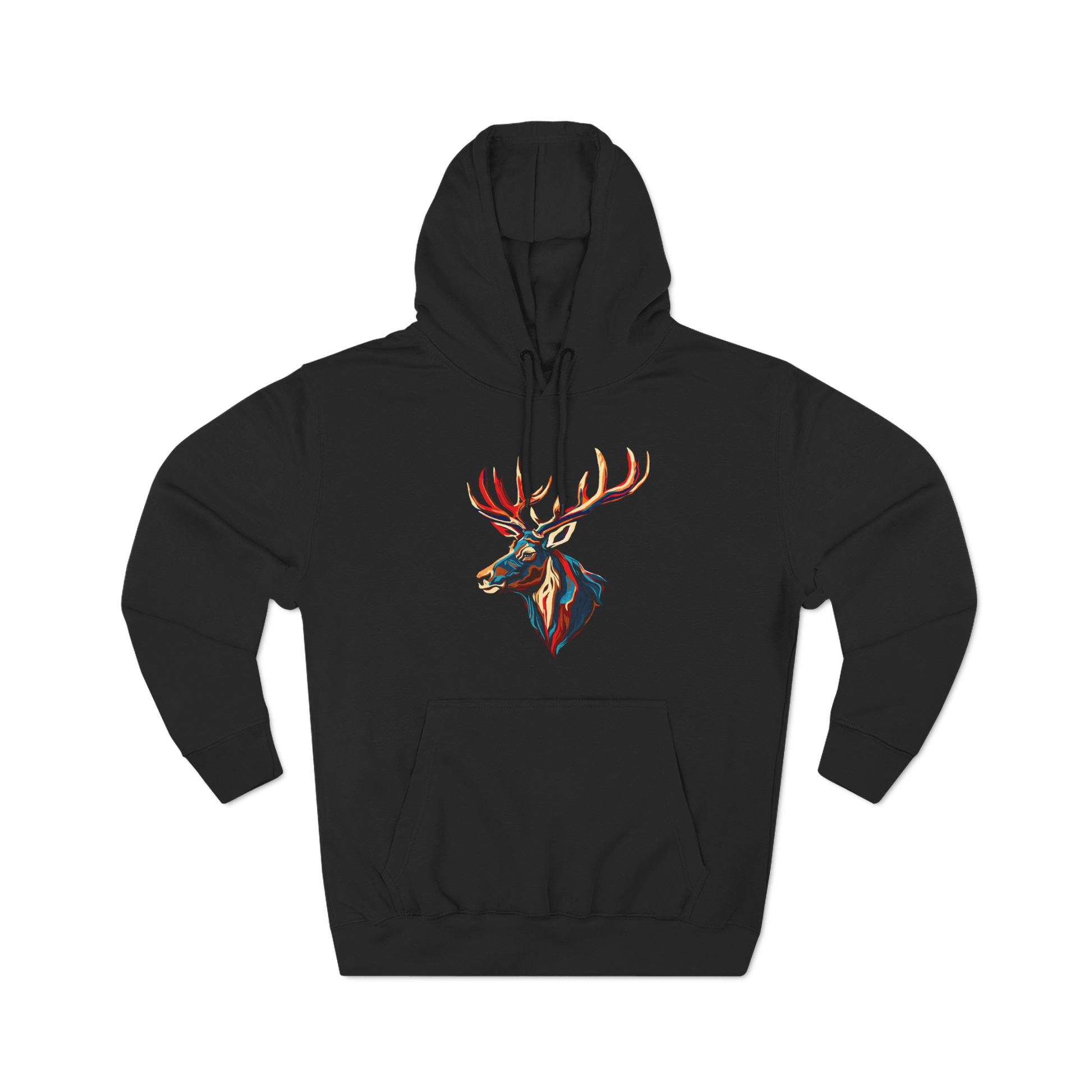 Hand-drawn Alaska Native inspired elk hoodie — original Indigenous wildlife design