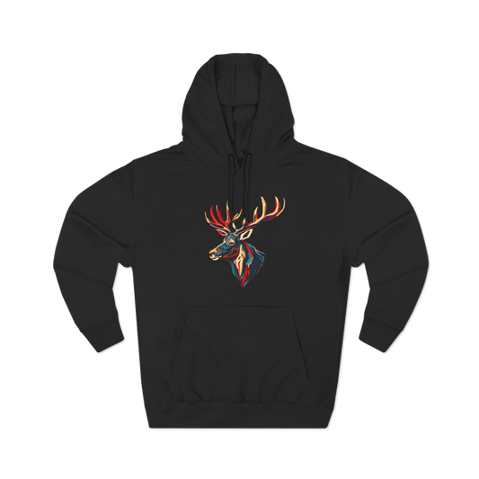 Hand-drawn Alaska Native inspired elk hoodie — original Indigenous wildlife design