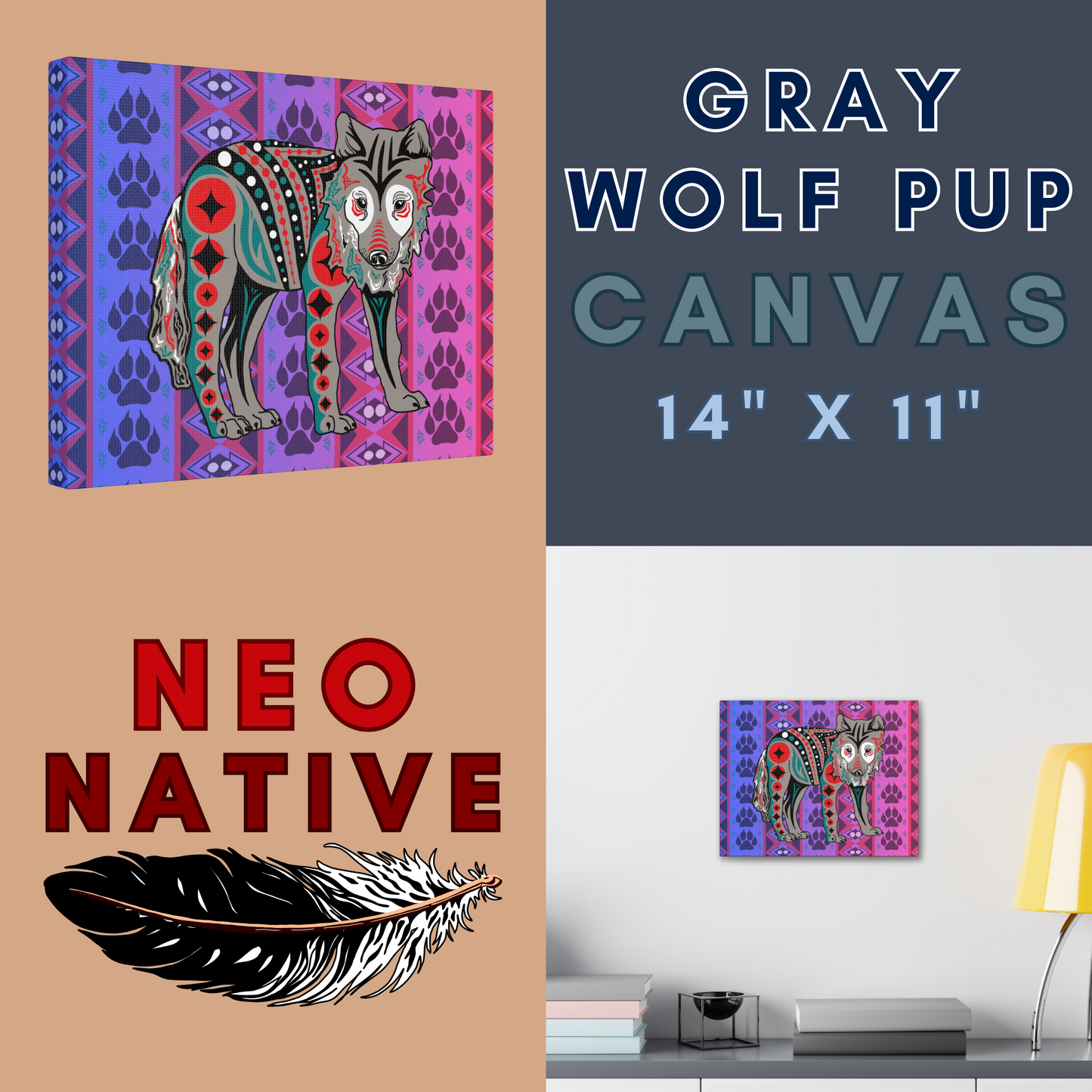 Gray Wolf Pup Canvas