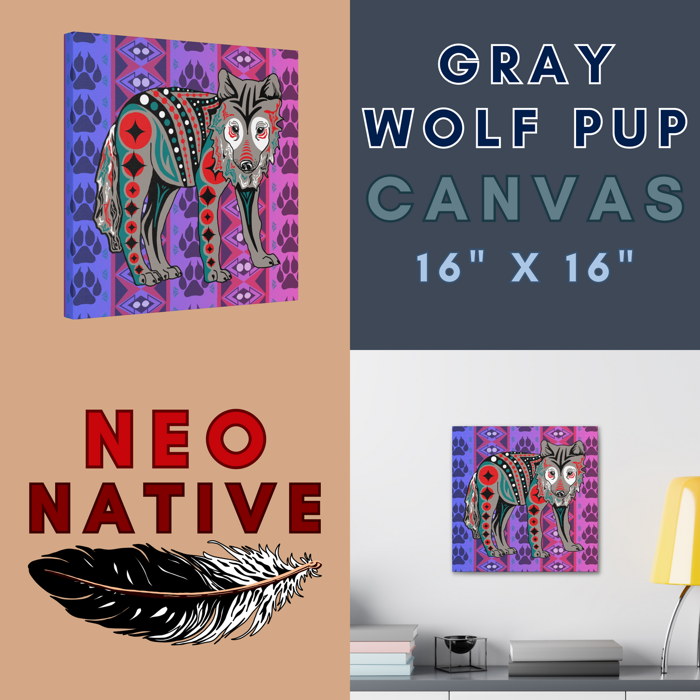 Gray Wolf Pup Canvas