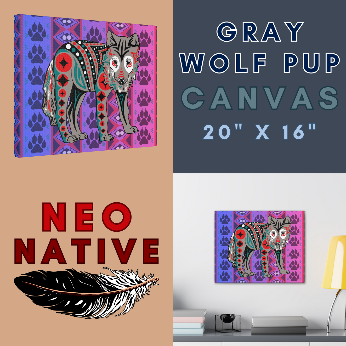 Gray Wolf Pup Canvas