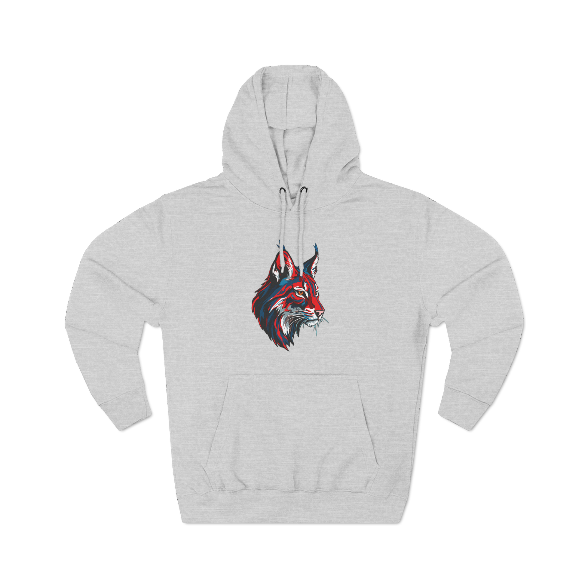 Hand-drawn Alaska Native inspired lynx hoodie — original Indigenous wildlife design