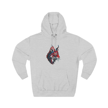 Hand-drawn Alaska Native inspired lynx hoodie — original Indigenous wildlife design