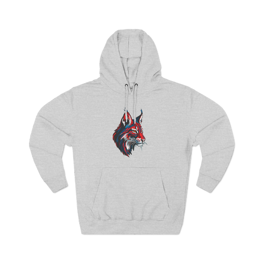 Hand-drawn Alaska Native inspired lynx hoodie — original Indigenous wildlife design