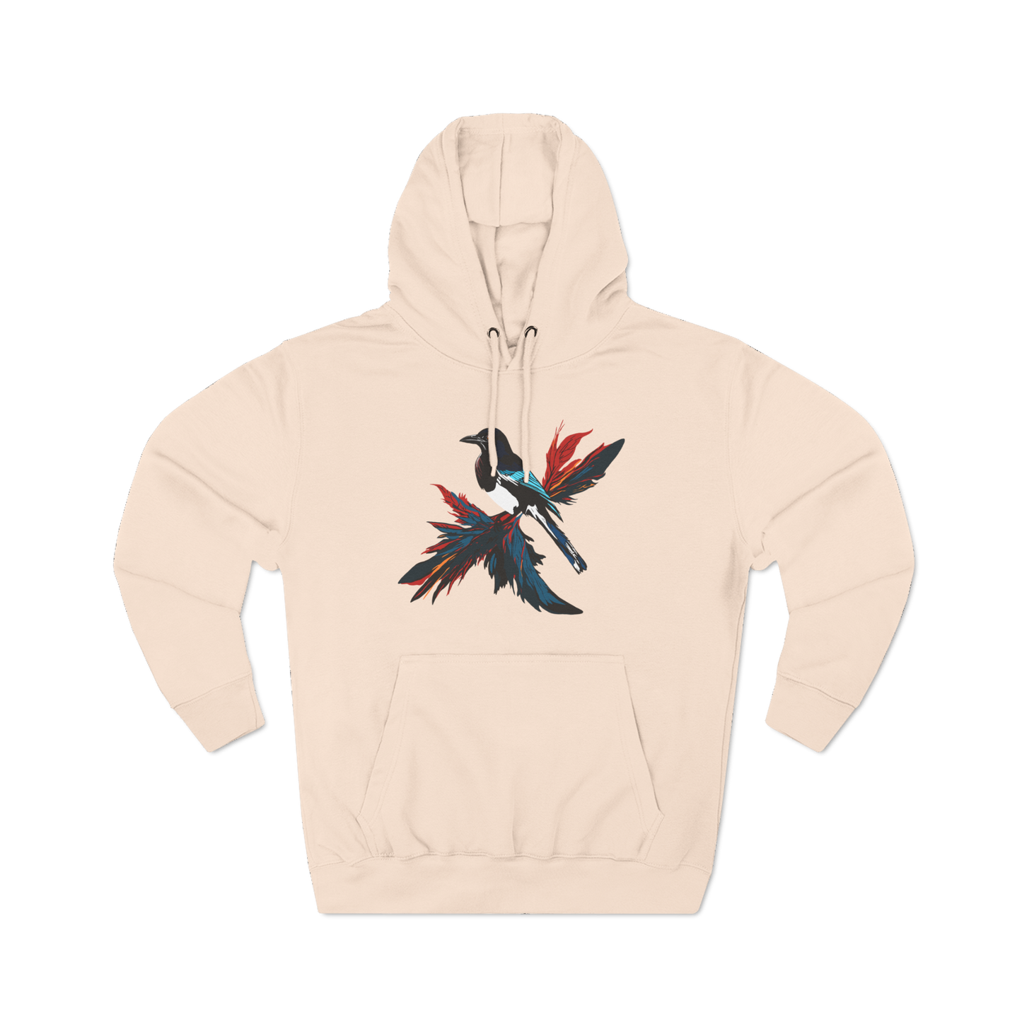 Hand-drawn Alaska Native inspired magpie hoodie — original Indigenous wildlife design
