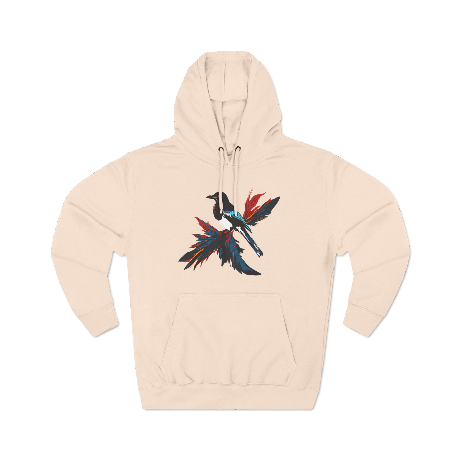 Hand-drawn Alaska Native inspired magpie hoodie — original Indigenous wildlife design